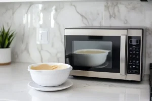 Dessert batter in the microwave.