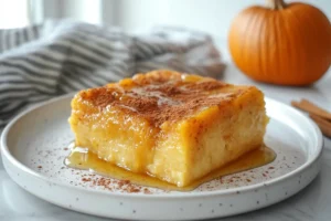 Final presentation of the pumpkin dessert on a plate