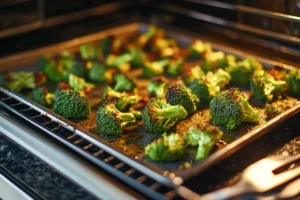 Roasting Broccoli for Grilled Chicken Breast with Quinoa and Broccoli 