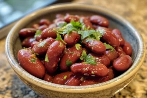 Delicious kidney beans with cilantro, ready to eat