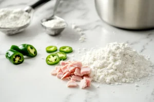 Ingredients for ham and jalapeno biscuits