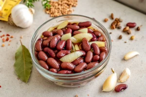 Kidney beans simmering in a pot on the stove